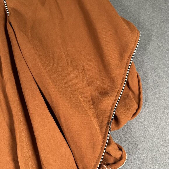 Worthington Top Womens Small Brown Flowy Sleeve Blouse Polyester Extra Detail - Picture 2 of 10